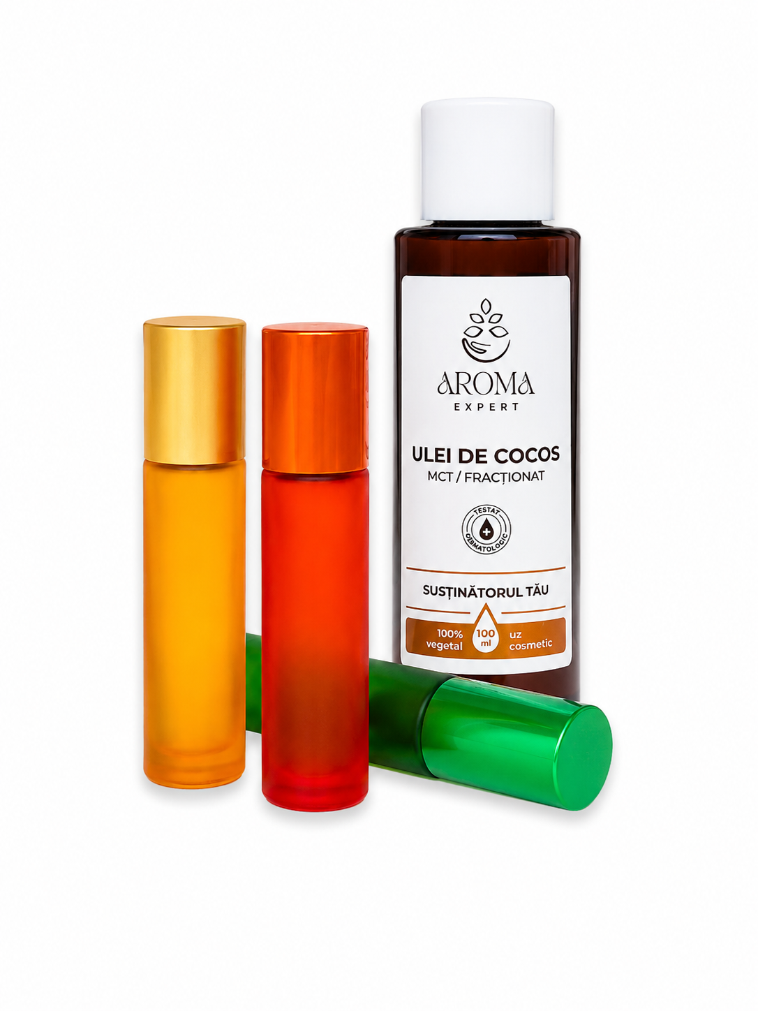 Ulei cocos MCT Fracționat 100 ml + 2 roll on 10 ml