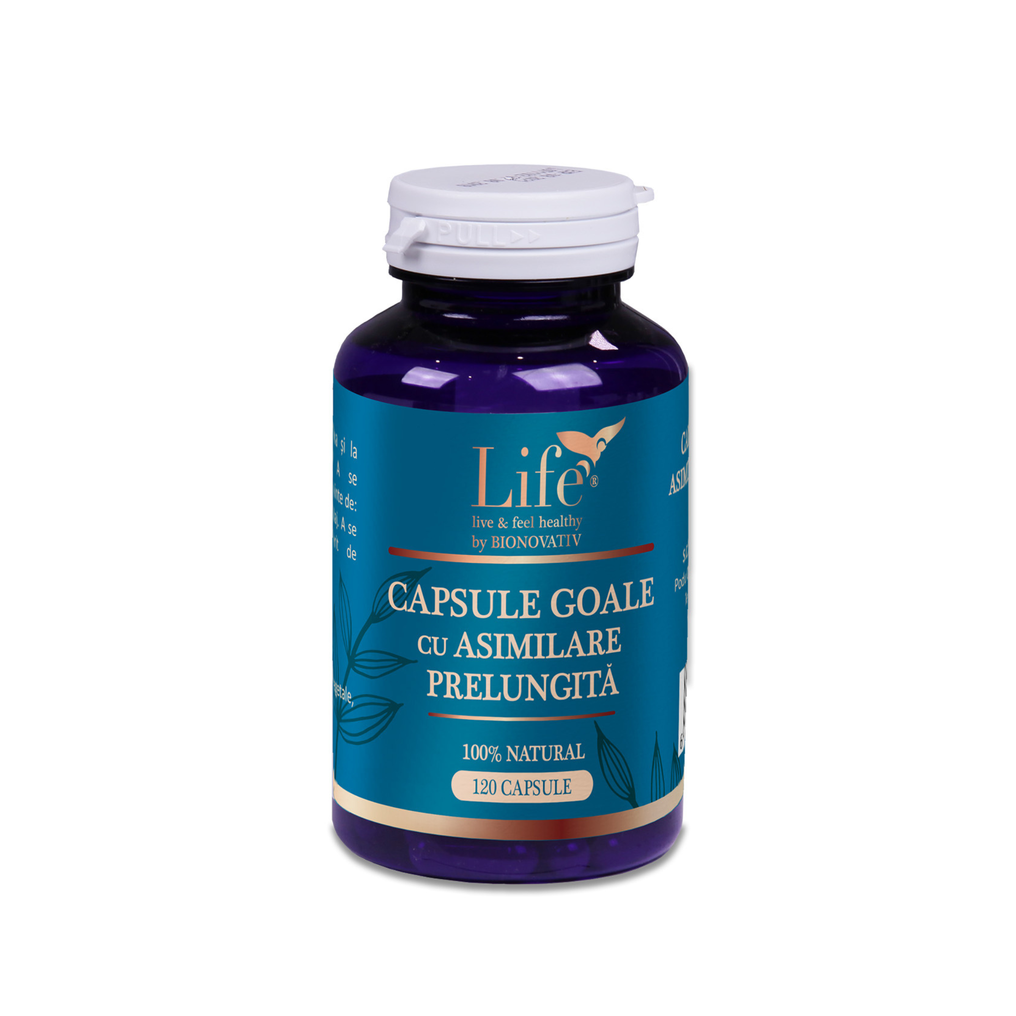Capsule goale cu asimilare prelungită – 120 capsule, transparente